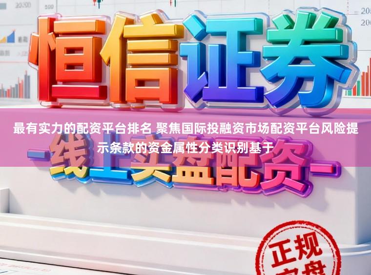 最有实力的配资平台排名 聚焦国际投融资市场配资平台风险提示条款的资金属性分类识别基于